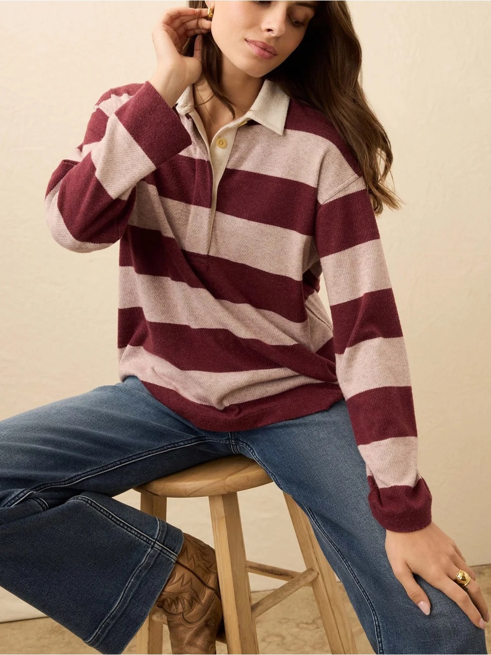 FAHERTY Legend Sweater Rugby Popover - Deep Red Rugby - Picture 3 of 13